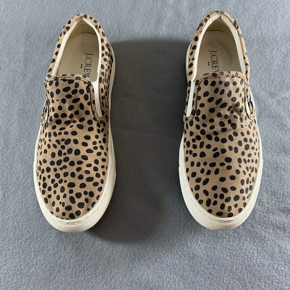 J Crew Shoes Womens Size 6H Leopard Print Slip-On Sneakers  Casual Travel